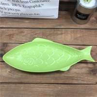 Factory wholesale matte glaze fish shape ceramic dinner plate for restaurant