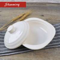 White plastic melamine plate with lid